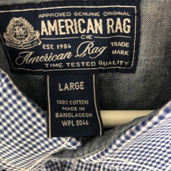 American Rag Cie Mens Slim Fit Plaid Short Sleeve - Large - Picture 10 of 15